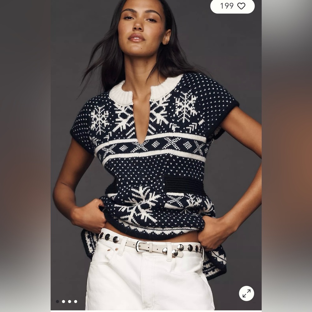Anthropologie Mock Neck Short Sleeve Peplum Sweater in Blue/Ivory Size XL. NWT